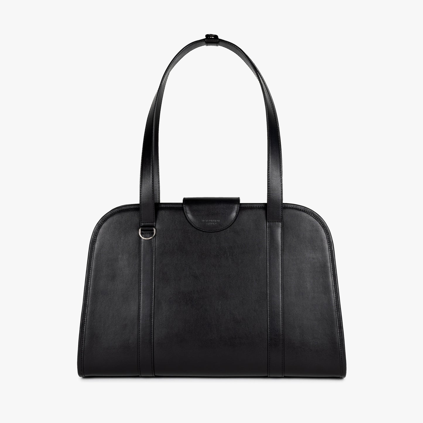 Back view of NOTCOMMON STUDIO’s Companion Tote Bag, showcasing its sleek black recycled leather, minimalist silhouette, and premium craftsmanship.