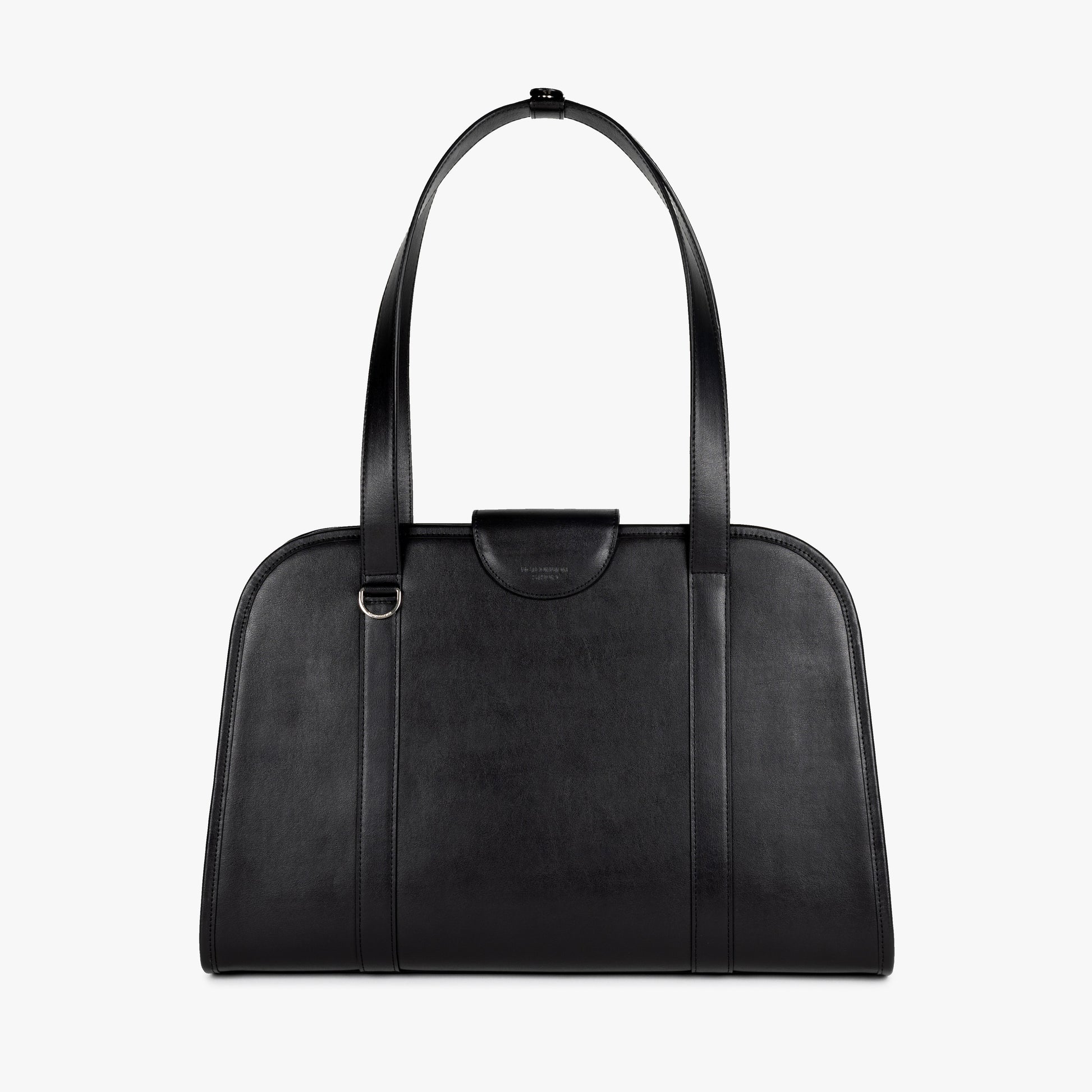 Back view of NOTCOMMON STUDIO’s Companion Tote Bag, showcasing its sleek black recycled leather, minimalist silhouette, and premium craftsmanship.