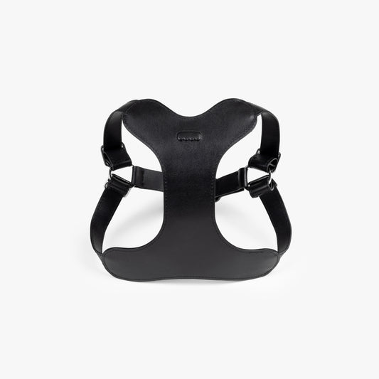 Modern, eco-friendly, and stylish dog harness made with recycled leather.